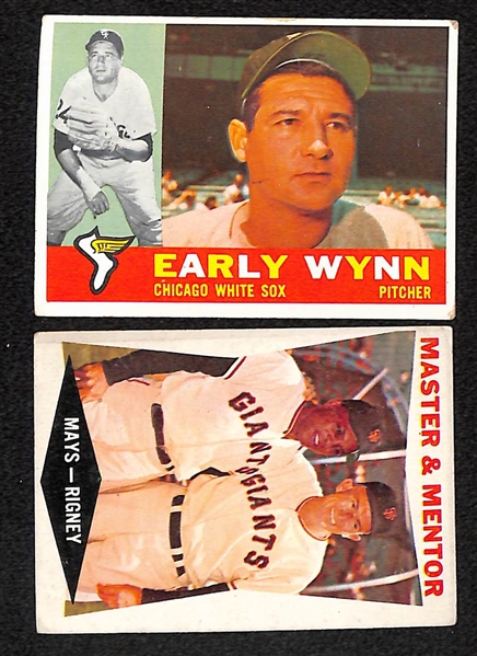 Lot of 183 Different 1960 Topps Baseball Cards w. Willie Mays