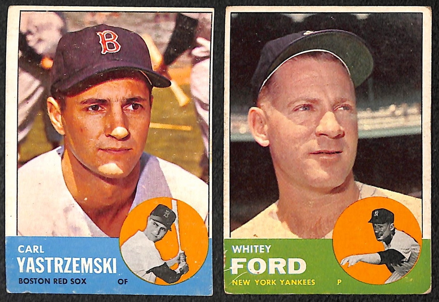 Lot of 225 Different 1963 Topps Baseball Cards w. Yastrzemski