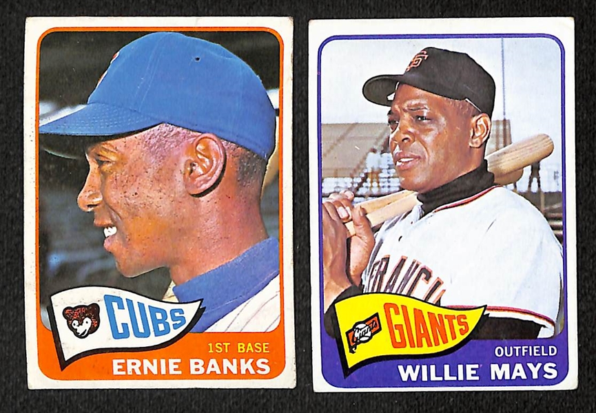1965 Topps Baseball Partial Set - 499 of 598 Cards - w. Ernie Banks & Willie Mays
