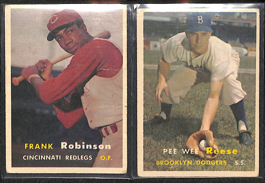 Lot of 175 Assorted 1957 Topps Baseball Cards w. Frank Robinson RC