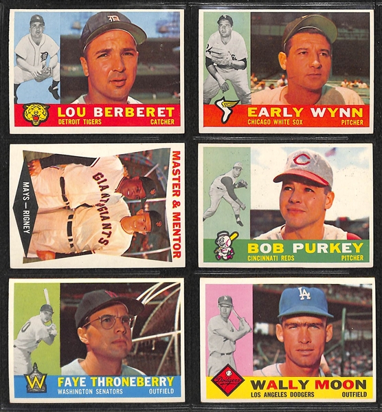 Lot of 175+ Assorted 1958-1960 Topps Baseball Cards w. 1960 Ernie Banks & Bob Gibson