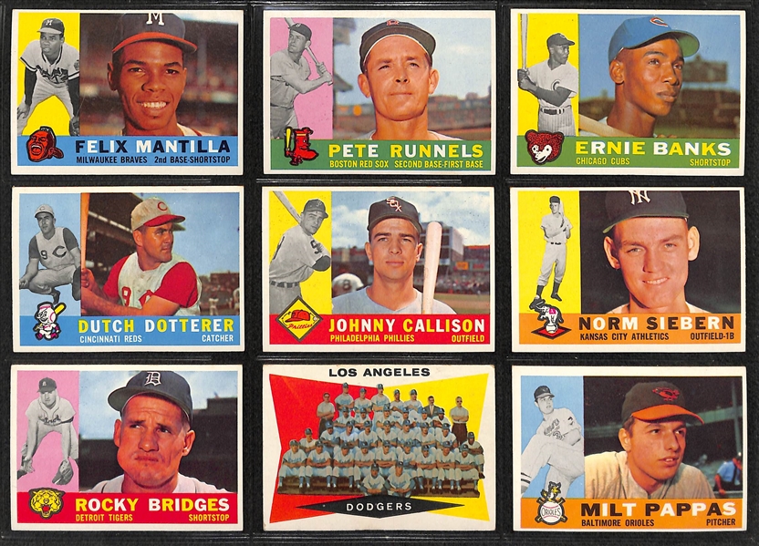 Lot of 175+ Assorted 1958-1960 Topps Baseball Cards w. 1960 Ernie Banks & Bob Gibson