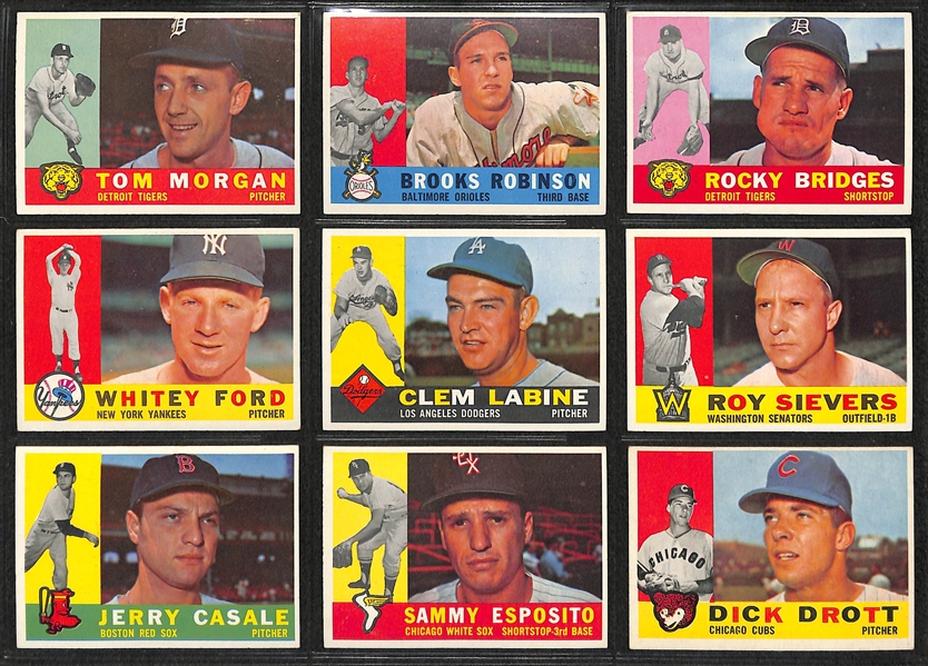 Lot of 175+ Assorted 1958-1960 Topps Baseball Cards w. 1960 Ernie Banks & Bob Gibson