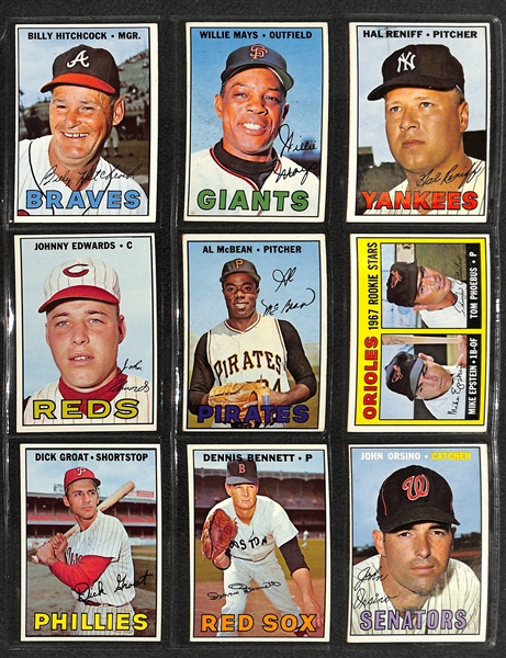 1967 Topps Baseball Near Complete Set of 607 Cards - Missing Only Seaver RC & Robinson
