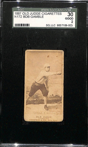 1887 Old Judge Cigarettes N172 Bob Gamble Card SGC 2