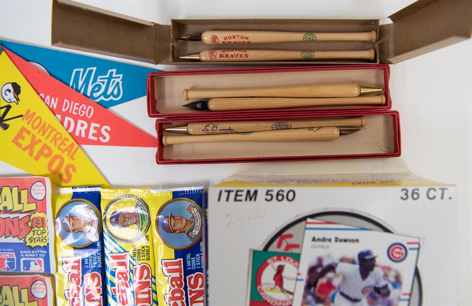 Assorted Shoebox Lot of 1975 Topps Mini Cards, Sealed 1988 Fleer Baseball Packs, More!