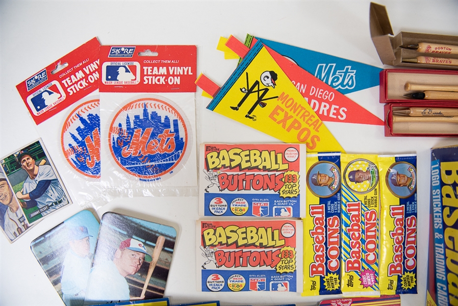 Assorted Shoebox Lot of 1975 Topps Mini Cards, Sealed 1988 Fleer Baseball Packs, More!
