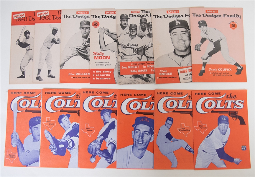 Lot of 13 - 1961 Union Pamphlets - Dodgers & Colts