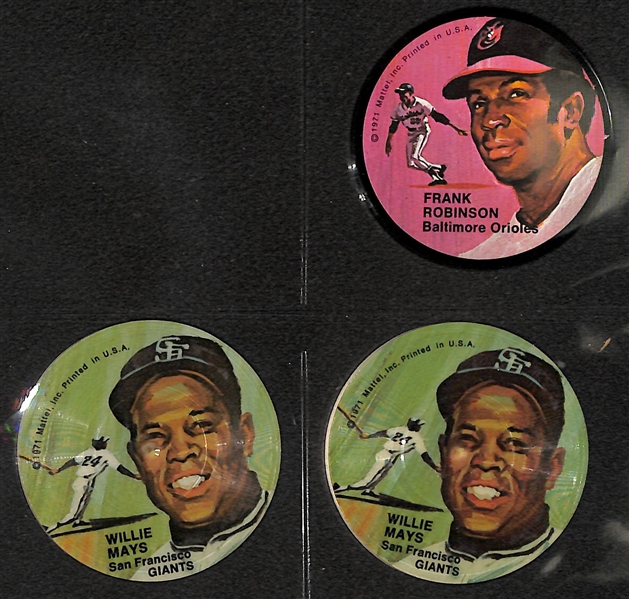 Lot of 11 - 1971 Mattel Instant Replay Baseball Discs w. Mays x2