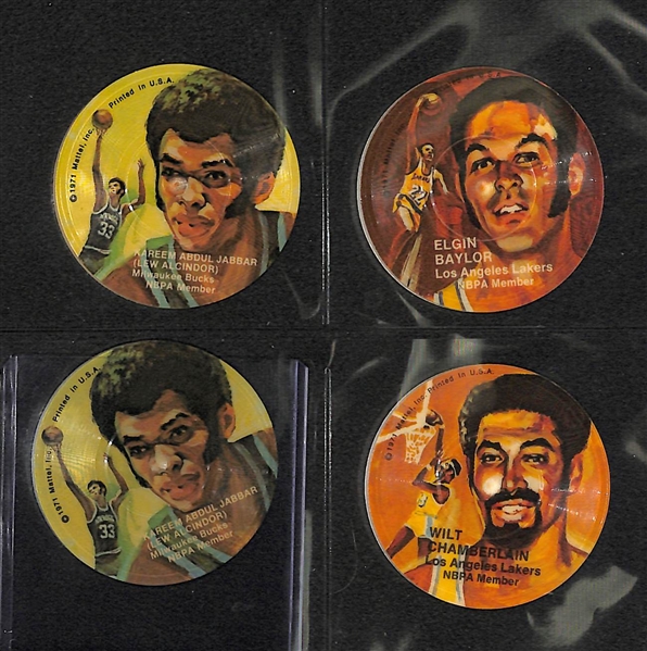Lot of 20 - 1971 Mattel Instant Replays Discs - Basketball, Football, Racing  - w. Wilt Chamberlain x3
