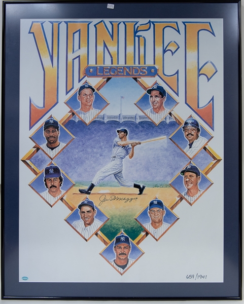 Joe DiMaggio Signed Framed Lithograph - JSA COA