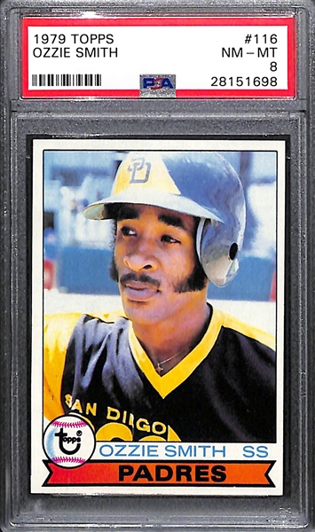  1979 Topps Ozzie Smith Rookie Card (HOFer) #116 Graded PSA 8