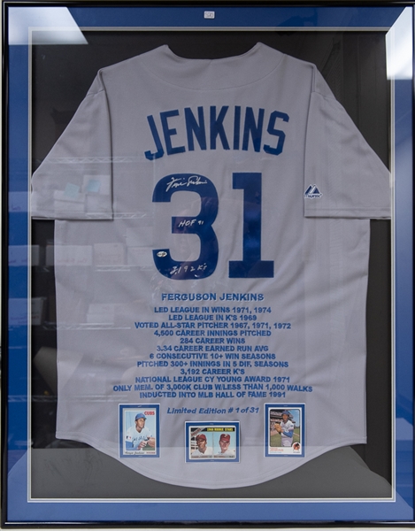Fergie Jenkins Signed & Framed Stat Jersey