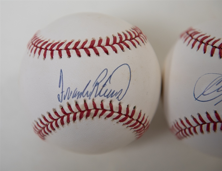 Carl Yastrzemski and Frank Robinson Single Signed Baseballs (Both Inc. Upper Decker Stickers of Authenticity)