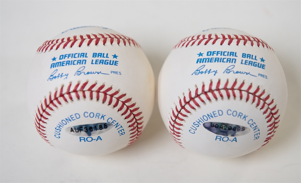 Carl Yastrzemski and Frank Robinson Single Signed Baseballs (Both Inc. Upper Decker Stickers of Authenticity)