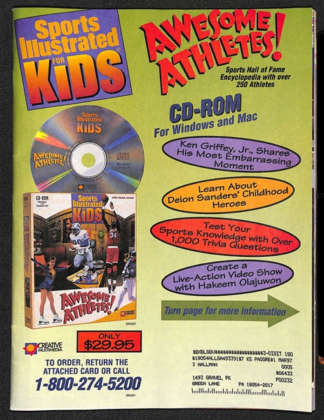 RARE 1996 Sports Illustrated For Kids Magazine (With Uncut Tiger Woods #536 Rookie Card)