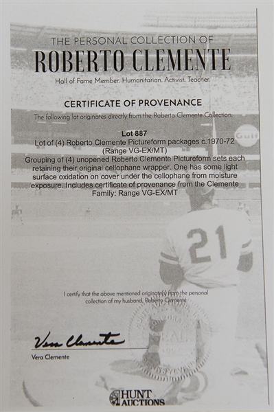 Roberto Clemente Pictureform Package (from 1970-72) in Original Cellophane Wrapper (12 Photos) - Came Directily from Roberto Clemente's Family