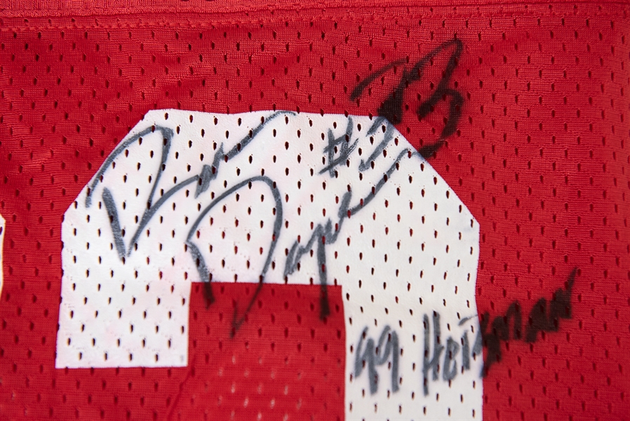 Ron Dayne Signed Football Helmet & Jersey (PSA COA)