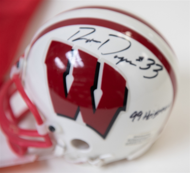 Ron Dayne Signed Football Helmet & Jersey (PSA COA)