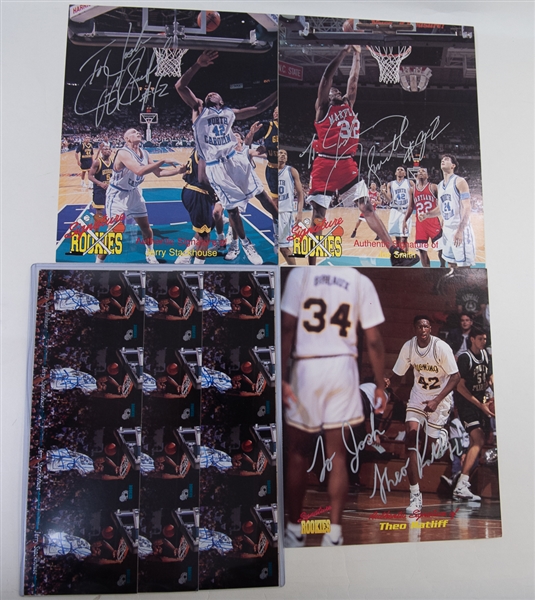Lot Of 11 Basketball Signature Rookies Signed 8x10 Photos & 3 - Uncut Signed Strips of Classic Rookies Jerry Stackhouse