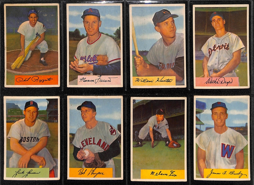 1954 Bowman Baseball Near Complete Card Set (Missing 3) w. Mickey Mantle BVG 4.5
