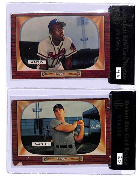 1955 Bowman Baseball Partial Card Set w. Hank Aaron RC BVG 4.5 & Mickey Mantle BVG 2.5