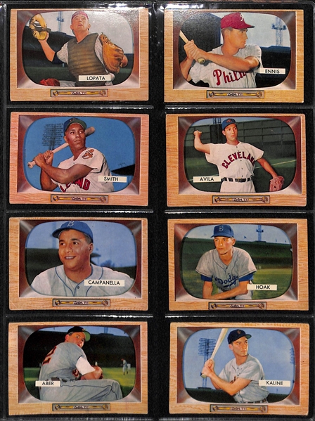 1955 Bowman Baseball Partial Card Set w. Hank Aaron RC BVG 4.5 & Mickey Mantle BVG 2.5