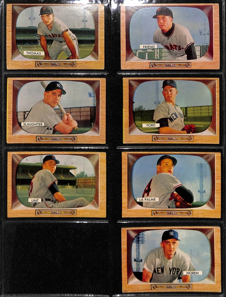 1955 Bowman Baseball Partial Card Set w. Hank Aaron RC BVG 4.5 & Mickey Mantle BVG 2.5