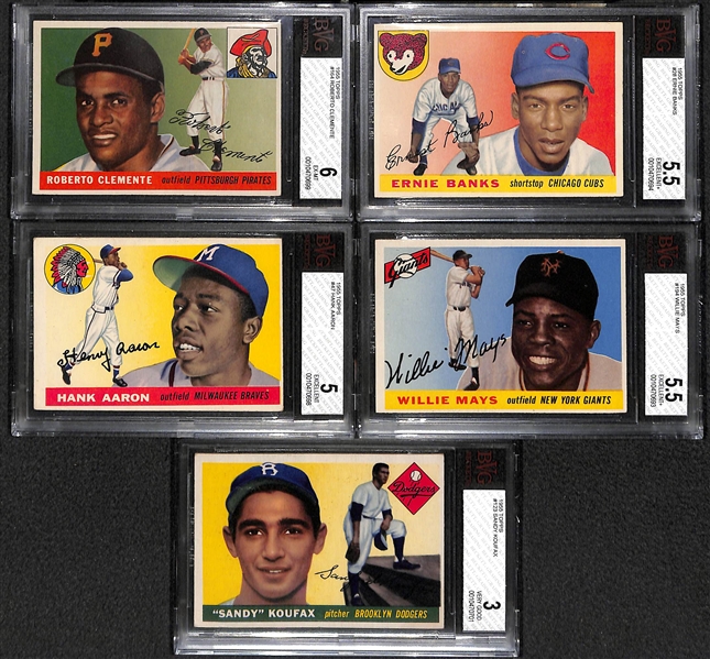 1955 Topps Baseball Complete Set w. Clemente Rookie BVG 6, Koufax Rookie BVG 3