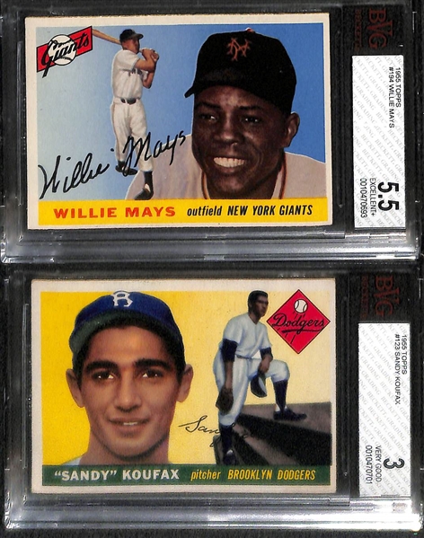 1955 Topps Baseball Complete Set w. Clemente Rookie BVG 6, Koufax Rookie BVG 3