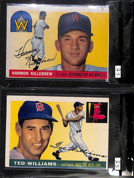 1955 Topps Baseball Partial Card Set w. Ted Williams BVG 3.5 & Killebew BVG 2.5