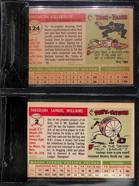 1955 Topps Baseball Partial Card Set w. Ted Williams BVG 3.5 & Killebew BVG 2.5