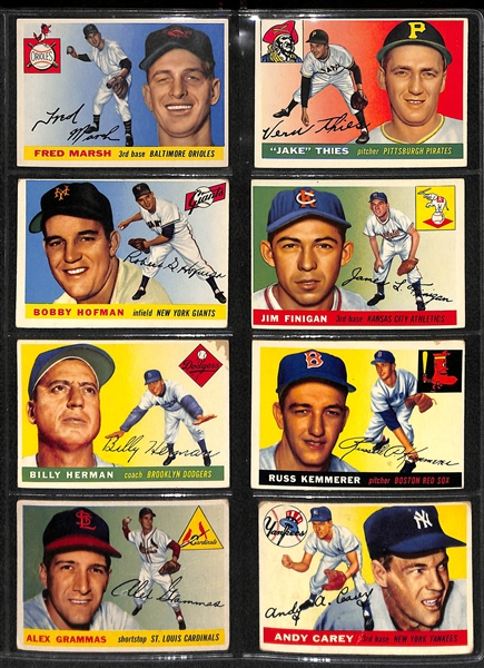 1955 Topps Baseball Partial Card Set w. Ted Williams BVG 3.5 & Killebew BVG 2.5