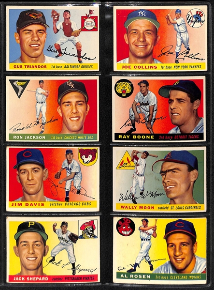 1955 Topps Baseball Partial Card Set w. Ted Williams BVG 3.5 & Killebew BVG 2.5