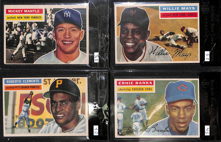 Lot of 83 1956 - Topps Baseball Cards w. Mantle BVG 4.0 & Willie Mays 5.0