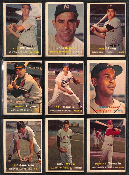 1957 Topps Baseball Card Complete Set w/ (9) PSA Graded Cards (All Graded PSA 5, 6, or 7) - inc. PSA 6 Koufax