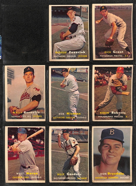 1957 Topps Baseball Card Complete Set w/ (9) PSA Graded Cards (All Graded PSA 5, 6, or 7) - inc. PSA 6 Koufax