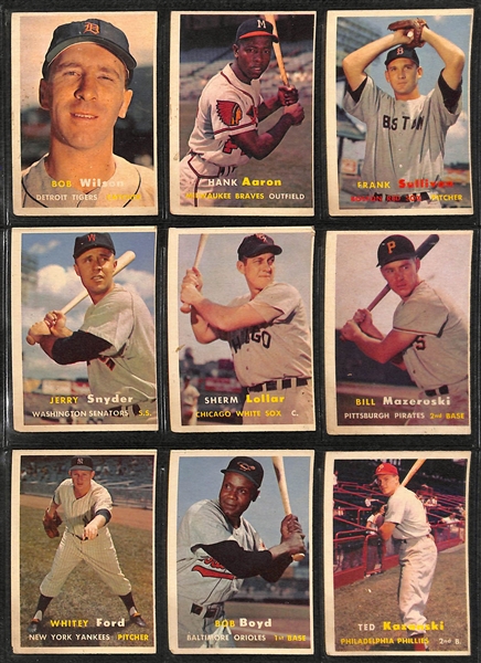 1957 Topps Baseball Card Complete Set w/ (9) PSA Graded Cards (All Graded PSA 5, 6, or 7) - inc. PSA 6 Koufax