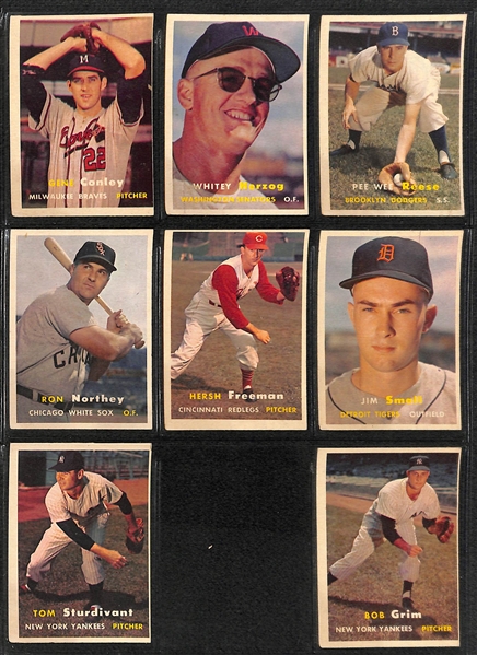 1957 Topps Baseball Card Complete Set w/ (9) PSA Graded Cards (All Graded PSA 5, 6, or 7) - inc. PSA 6 Koufax