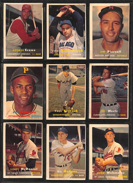 1957 Topps Baseball Card Complete Set w/ (9) PSA Graded Cards (All Graded PSA 5, 6, or 7) - inc. PSA 6 Koufax