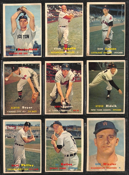 1957 Topps Baseball Card Complete Set w/ (9) PSA Graded Cards (All Graded PSA 5, 6, or 7) - inc. PSA 6 Koufax