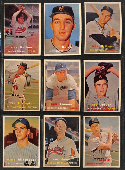 1957 Topps Baseball Card Complete Set w/ (9) PSA Graded Cards (All Graded PSA 5, 6, or 7) - inc. PSA 6 Koufax