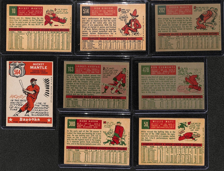 1959 Topps Baseball Complete Set w. Mantle & Gibson RC