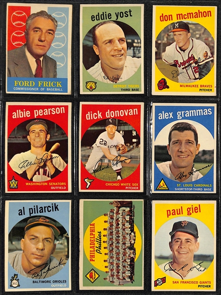 1959 Topps Baseball Near Complete Card Set w. Mantle BVG 3.5 & Aaron BVG 5.5