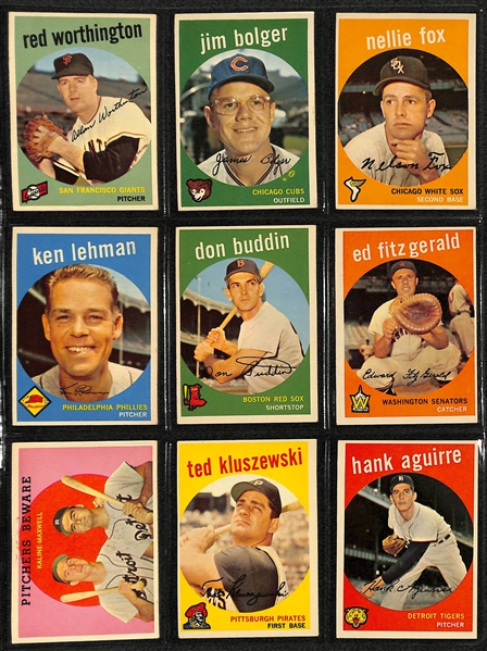 1959 Topps Baseball Near Complete Card Set w. Mantle BVG 3.5 & Aaron BVG 5.5