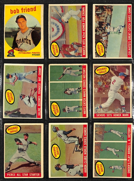 1959 Topps Baseball Near Complete Card Set w. Mantle BVG 3.5 & Aaron BVG 5.5