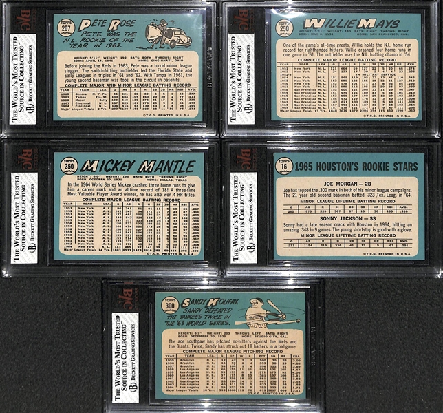 1965 Topps Baseball Complete Set (Inc. Pete Rose BVG 8, Mays BVG 7, Mantle BVG 5, Morgan RC BVG 7) - Cards Present Fresh from the Pack