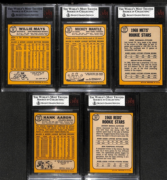 1968 Topps Baseball Complete Set (Inc. Mays BVG 8.5, Mantle BVG 7.5, Ryan RC BVG 6.5) - Fresh From the Pack Condition