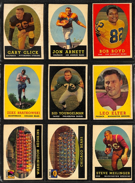 Lot of 62 Different 1958 Topps Football Cards w. Jim Brown RC BVG 5.0