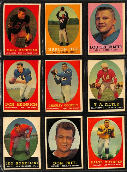 Lot of 62 Different 1958 Topps Football Cards w. Jim Brown RC BVG 5.0